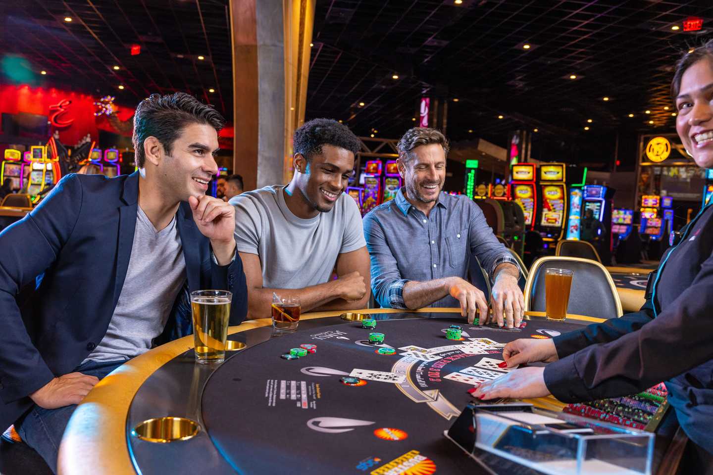Jamul Casino Resort's engaging blackjack table with players engaged in strategic gameplay, placing bets, and enjoying the thrill of the casino.