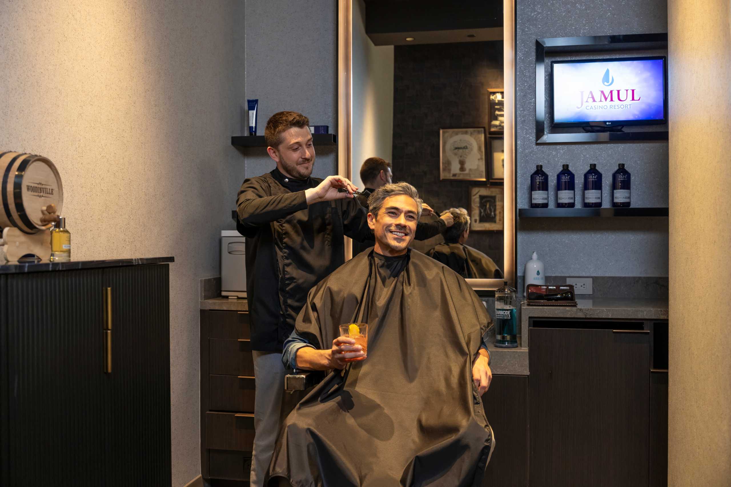 Man getting a haircut at Jamul Spa Barber Shop