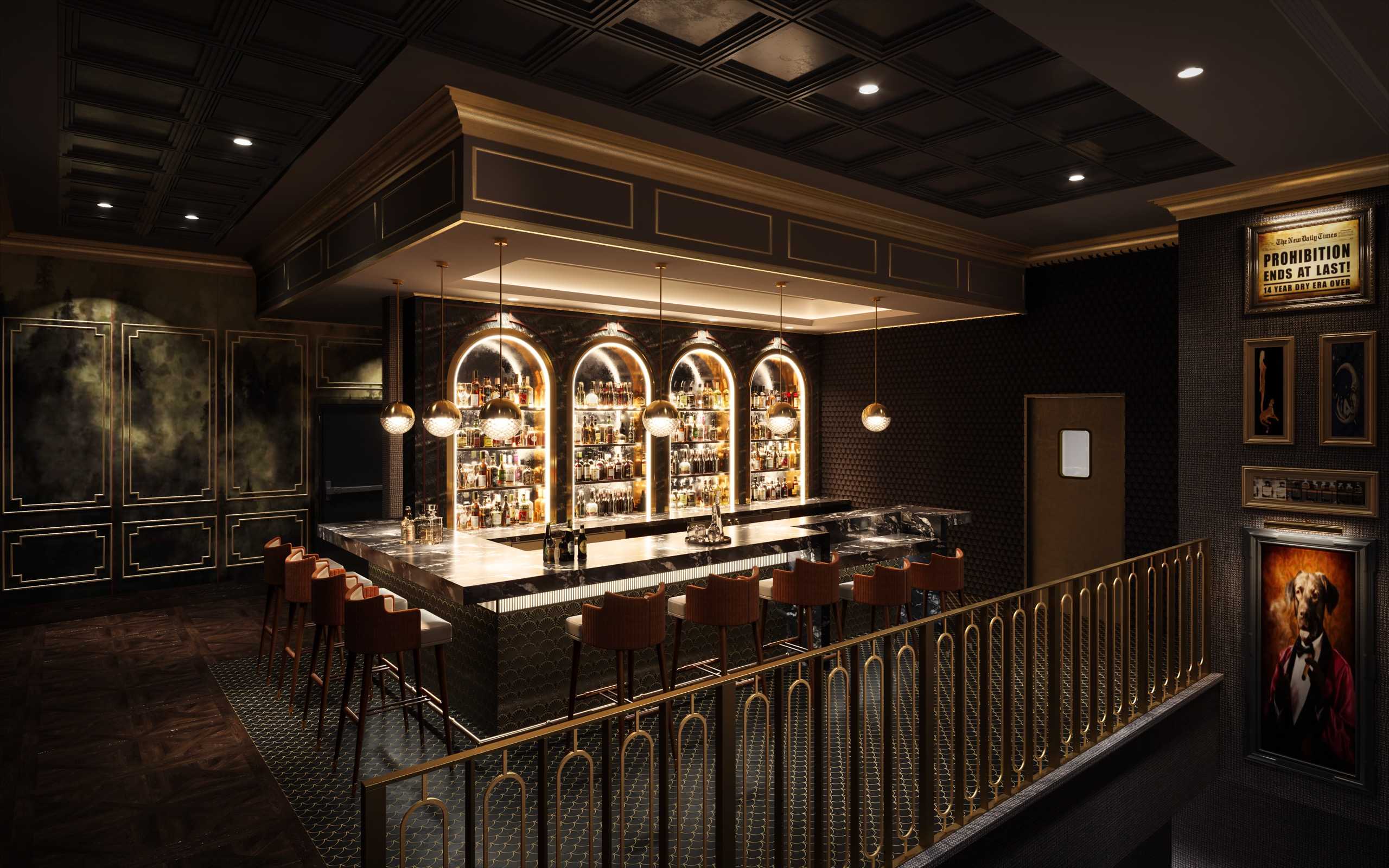 Rendering of Fly Room speakeasy bar at Jamul Casino Resort