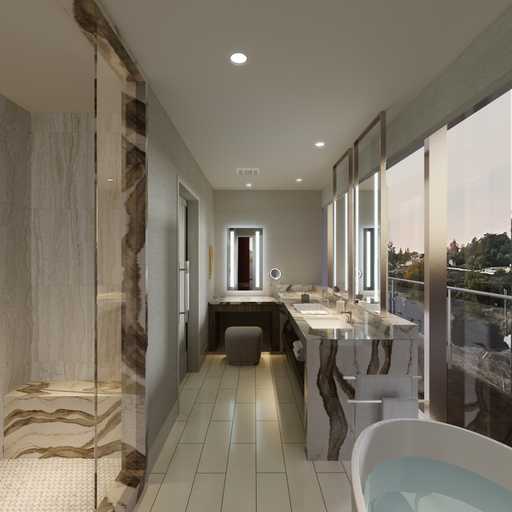 Hotel rendering of the Three-Bay Corner Suite - Bathroom at Jamul Resort Casino
