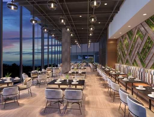 Hotel rendering - Restaurant interior at night