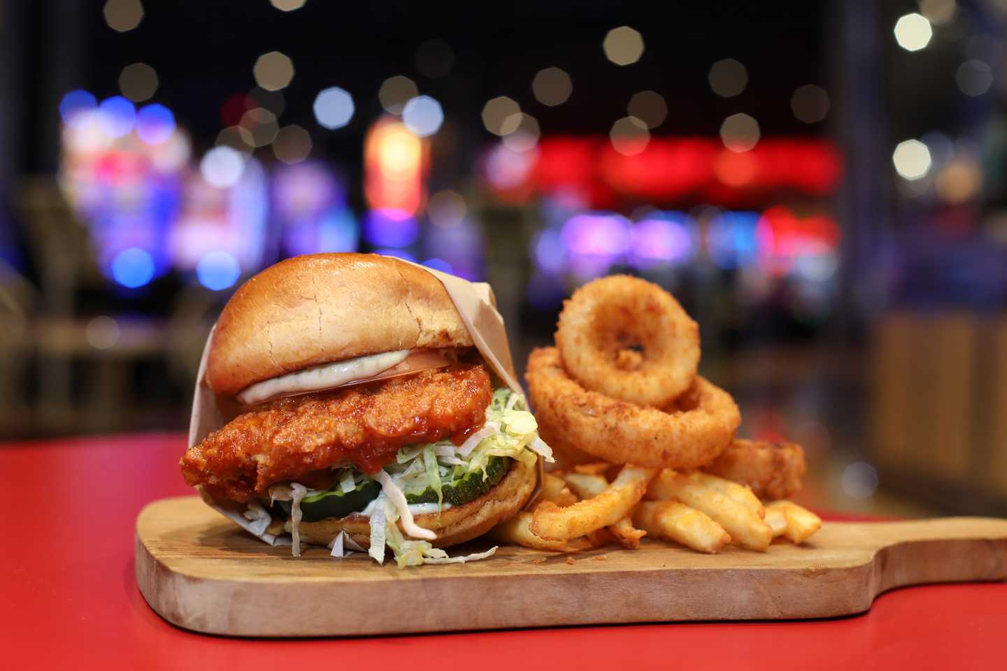 Marketplace Burgers and Shakes Spicy Chicken Sandwich.